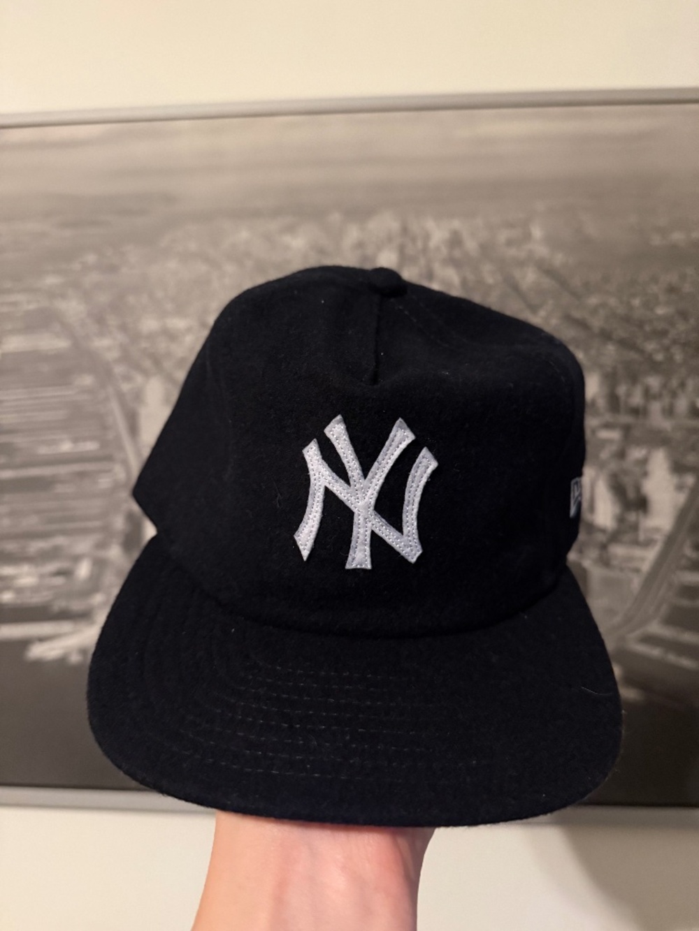 New Era New York Yankees Wool / Polyester Hat 5 Panel Navy Blue